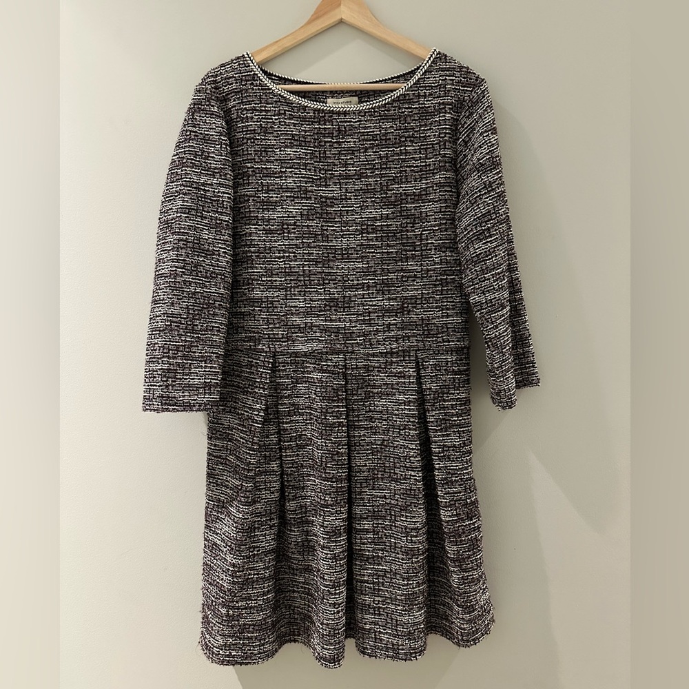 MAXSTUDIO Tweed Black and White 3-4 Sleeve Dress XL NWT